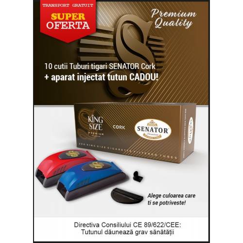 Oferta - tuburi tigari Senator 24 mm Filter XTRA + aparat injectat CADOU