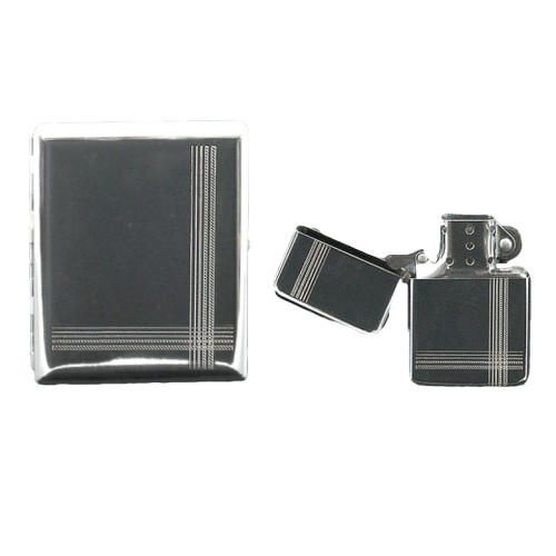 Gift SET Gentelo - Lighter with Cigarette Case Engraved (4075)