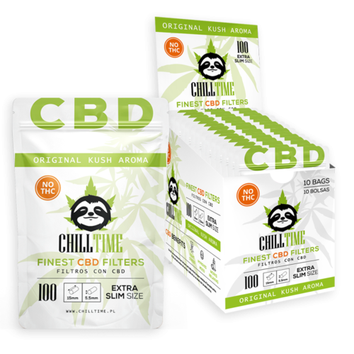 Filtre rulat cu CBD - Chilltime 5,5 mm Extra Slim KUSH Aroma (100)