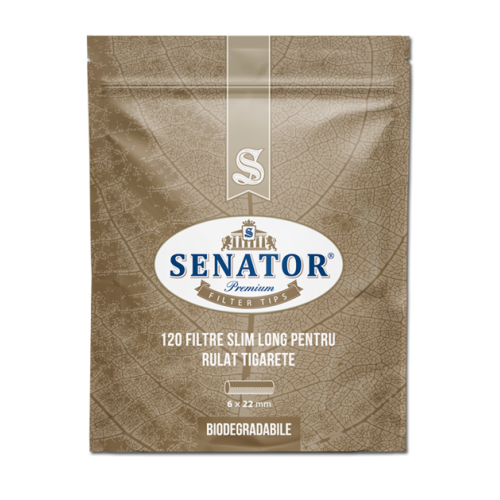 Filtre rulat Senator - 6 mm Slim Long BIO Unbleached (120)