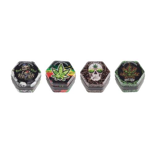 Grinder Champ - plastic Leaf Skull 68 mm / 4 parti