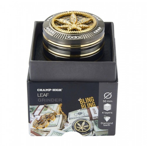 Grinder Champ - High Bling Bling Leaf Diamond 50 mm / 4 parti