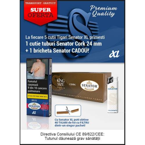 Oferta - Tigari de foi Popular XL + tuburi Senator Filter XTRA + bricheta CADOU