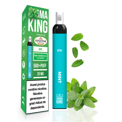 Mini narghilea electronica de unica folosinta AK by Senator - Mint (500 pufuri) 20 mg