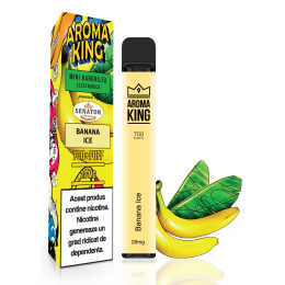 Mini narghilea electronica de unica folosinta Aroma KING - Banana Ice (700 pufuri) 20 mg