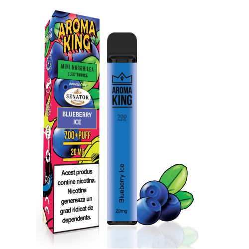 Mini narghilea electronica de unica folosinta Aroma KING - Blueberry Ice (700 pufuri) 20 mg