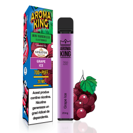 Mini narghilea electronica de unica folosinta Aroma KING - Grape Ice (700 pufuri) 20 mg