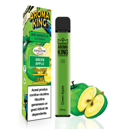 Mini narghilea electronica de unica folosinta Aroma KING - Green Apple (700 pufuri) 20 mg