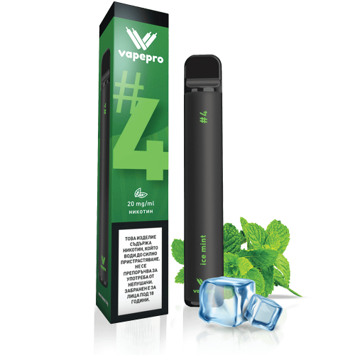 Tigara electronica de unica folosinta VapePro - #4 Ice Mint (800 pufuri) 20mg