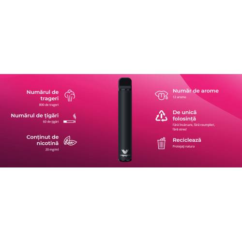 Tigara electronica de unica folosinta VapePro - #3 Cola (800 pufuri) 20mg