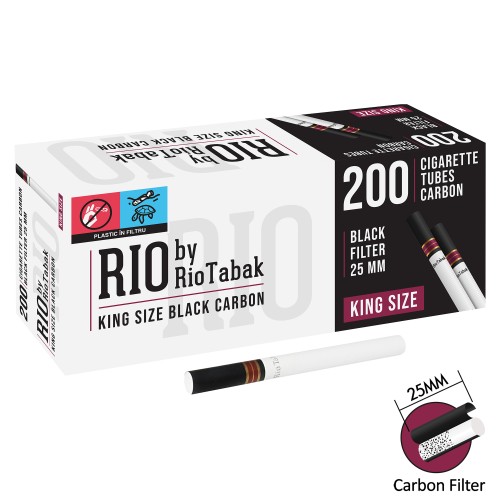 Tuburi tigari Rio Tabak - Carbon Black and White King Size (200)