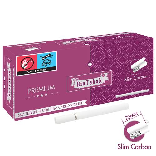 Tuburi tigari Rio Tabak SLIM - White 20 mm Carbon Filter (200)