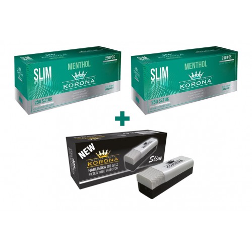 SET Korona Slim Menthol 500 (2 x 250 tuburi slim menthol) + aparat