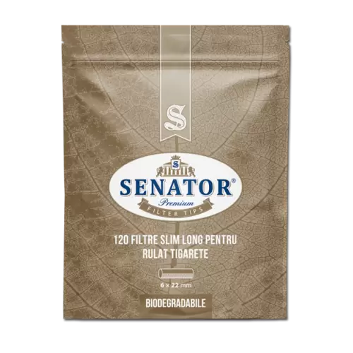 Filtre rulat Senator - 6 mm Slim Long BIO Unbleached (120)