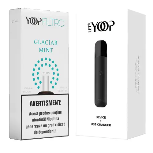 Pachet Promotional YOOP FILTRO - DISPOZITIV cu rezerva GLACIAR MINT 20 MG/ML